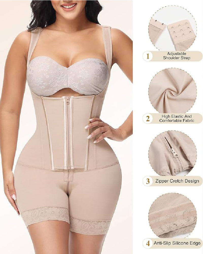 Shapshe® High compression Front Zipper Mid Thigh Shapewear