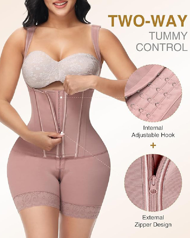 Shapshe® High compression Front Zipper Mid Thigh Shapewear