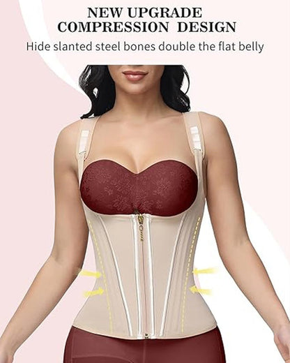 Shapshe® Waist Trainer for Women Body Shaper Corset Vest Tank Top with Steel Bones