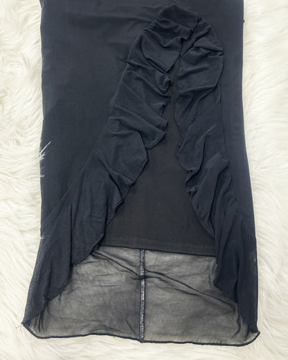 Glamorous Off Shoulder Dress with Ruffled Asymmetrical Slit