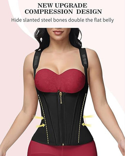 Shapshe® Waist Trainer for Women Body Shaper Corset Vest Tank Top with Steel Bones