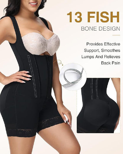 Shapshe® High compression Front Zipper Mid Thigh Shapewear