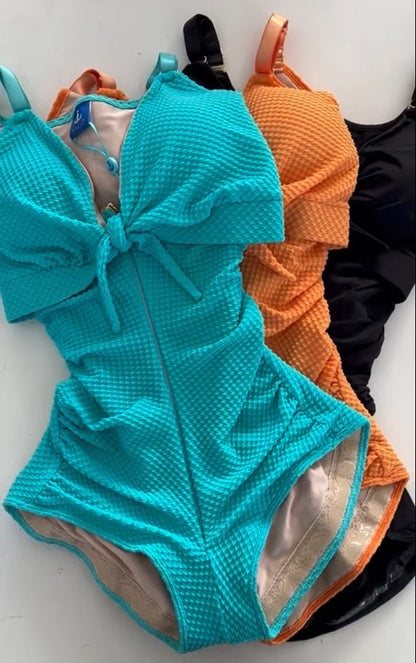 Shapshe® Women's Tummy Control Swimsuit Cutout Tie Knot Front Push Up Shapewear Bathing Suit