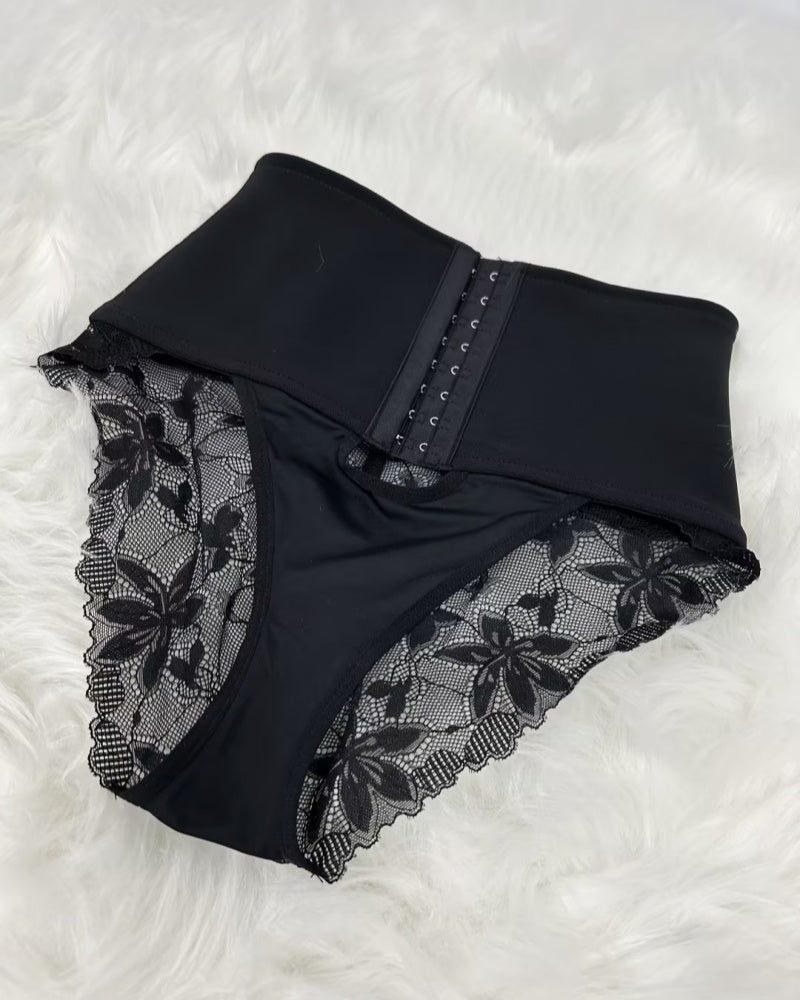 Shapshe® Front-opening Shapewear with Lace Trimmed Tummy Control Panty