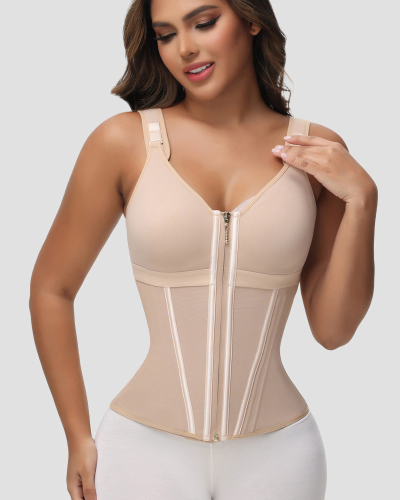 Shapshe® Fajas Colombianas Zip Front Steel Bone Tummy Control Waist Trainer