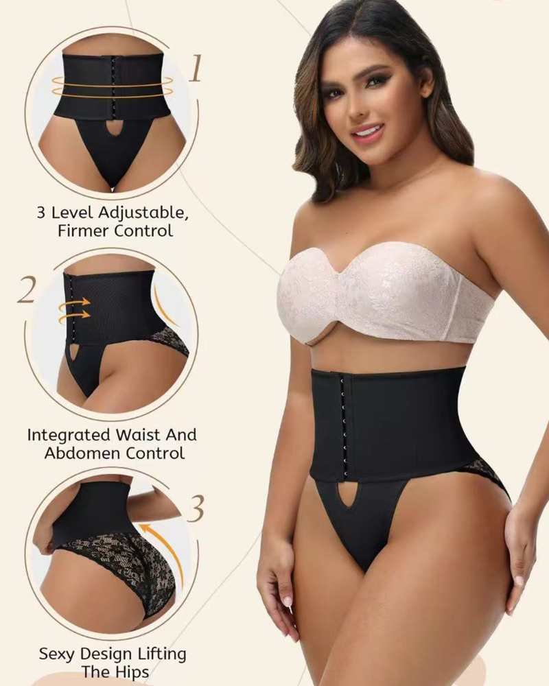Shapshe® Front-opening Shapewear with Lace Trimmed Tummy Control Panty