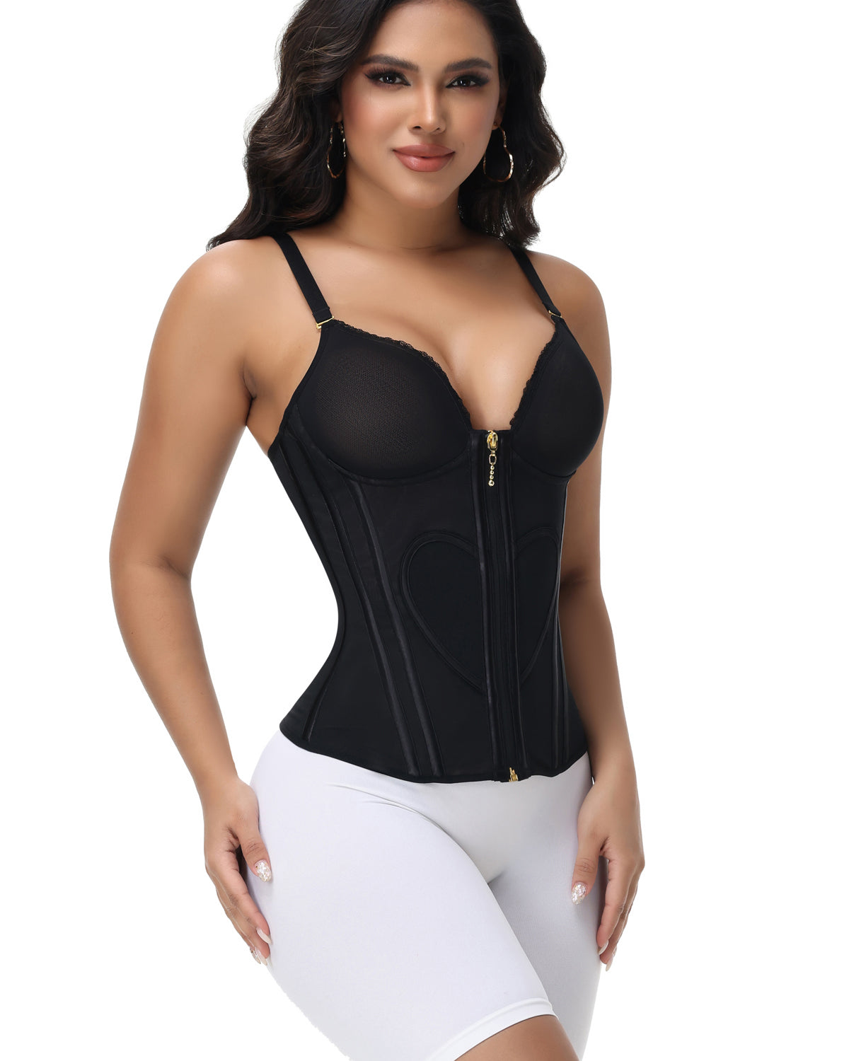 Shapshe® Fajas Colombianas Love Pattern Corset Top Zipper Waist Trainer