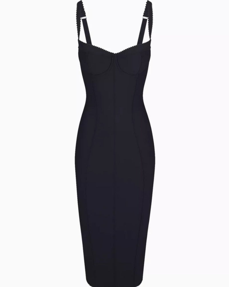 Women's Leopard Mesh-lined Underwire Cup Stretch Bodycon Midi Dress