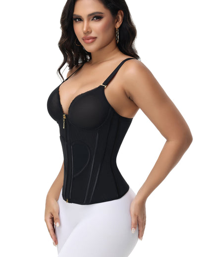 Shapshe® Fajas Colombianas Love Pattern Corset Top Zipper Waist Trainer